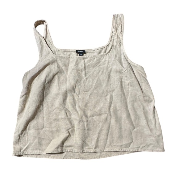 Tops - EXPRESS Linen Tank Top Square Neck Sleeveless Beige Women's Size M‎ New